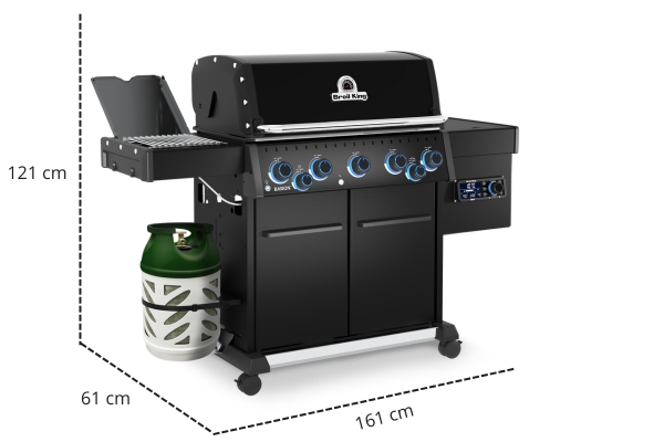 Wymiary grilla gazowego Broil King Baron 490 IRX Shadow